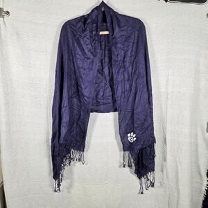 Pashmina Purple Scarf Shawl Fringe Wrap Soft Lightweight Paw Print Logo Wrap